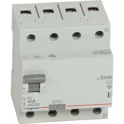 | Legrand - Prúdový chránič 4-pólový RX3 4P 40 A 30 mA AC | 402063