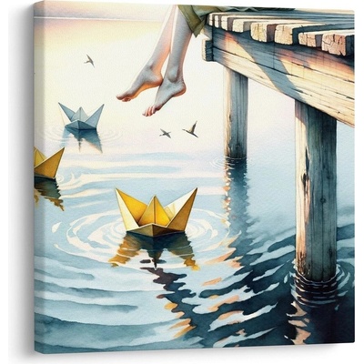 Obraz odpočinek na molu u jezera - 40x40