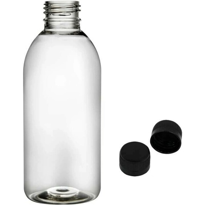 Tera Plastová lahvička čirá s černým uzávěrem 250 ml