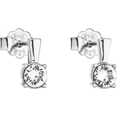 Evolution Group strieborné náušnice kôstka s kryštálmi Swarovski biele okrúhle 31246.1