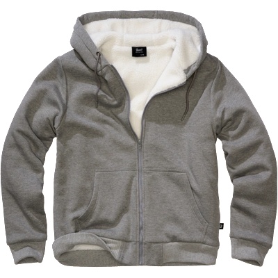 Brandit Мъжки суичър с топла подплата Sweatjacket Teddylining, тъмно сив меланж (5038.12183)