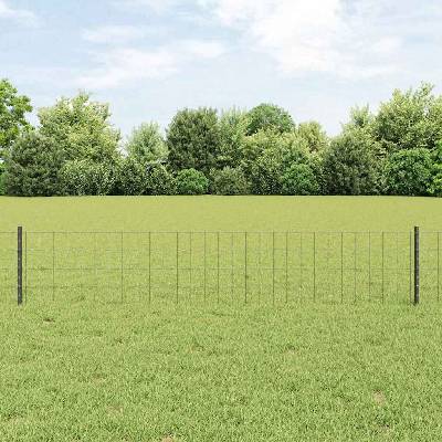 OMAXI Euro plot s pilotem 10 x 0,4 m Ocel potažená PVC Šedá Síťovina 923257