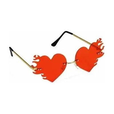 PartyDeco Párty brýle srdce červená s plameny – Zboží Dáma