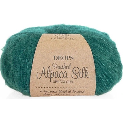 Příze DROPS Brushed Alpaca Silk 11 - tmavá zelená