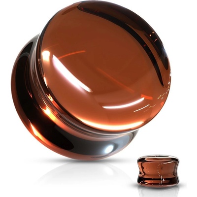Šperky4U skleněný plug do ucha hnědý PL01250S-08