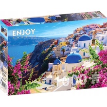 Enjoy Santorini pohled s květinami 1000 dílků