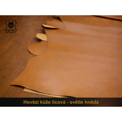 Hovězí kůže světle hnědá 1-1,2 mm - lícová Plocha kůže: A3 (297 x 420 mm), Velikost: Část kůže