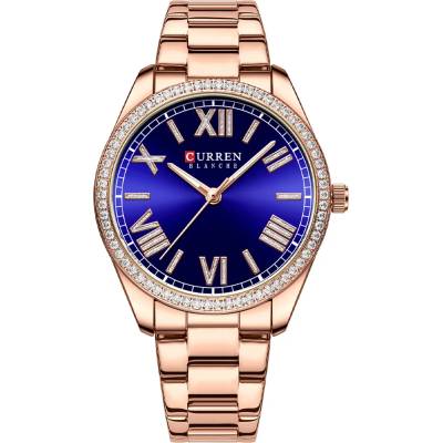 Curren Дамски часовник Curren Kairra, Розово злато / Син (CURREN-9088-ROSEGOLD-BLUE)