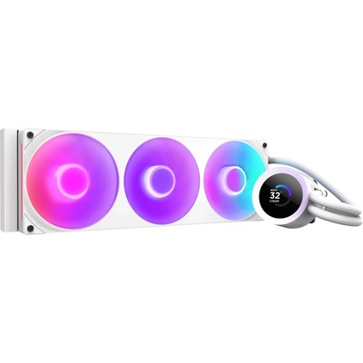 Водно охлаждане за процесор NZXT Kraken Plus 360 RGB White, съвместимост със сокети Intel LGA1851/1700/1200/115x & AMD AM5/AM4 (RL-KR360-W2)