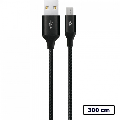 Ttec Кабел ttec AlumiCable Micro USB Charge / Data Cable , 2.0 , XXL , 3m - Черен