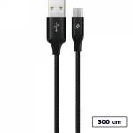 Ttec Кабел ttec AlumiCable Micro USB Charge / Data Cable, 2.0, XXL, 3m - Черен