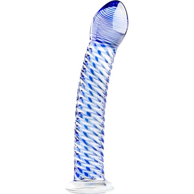 Gildo Glass No. 5 spirál skleněné dildo průhledné modré