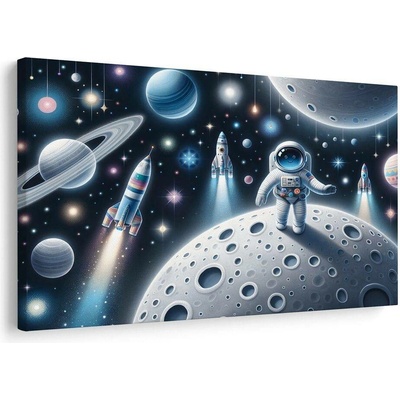 Obraz dětský astronaut na Měsíci - 120x80