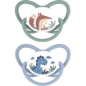 NIP Каучукови залъгалки NIP - Butterfly, Динозавър и лисица, 16-32 м, 2 броя (340008213105513) - baby