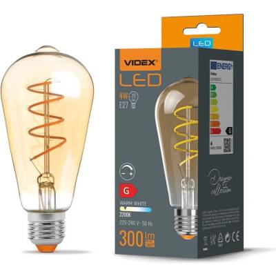 Videx Stmievateľna LED žiarovka 4W ST64 Spiral Amber Teplá biela E27