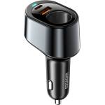 ESSAGER 120W зарядно за кола с разклонител, USB-A, Type-C, 85W запалка - черен