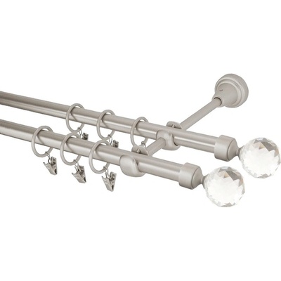 GARNÝŽE-HEBR Garnýž Koule crystal double chrom mat dvojitá 400 cm