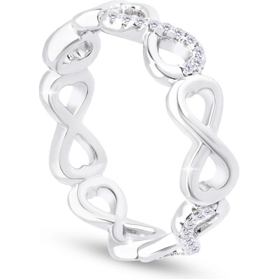 Ellami Dámský rhodiovaný prsten, nekonečno se zirkony 4000346