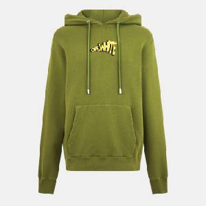 Off White Суичър Off White Mens - Cartoon Arrows Long Sleeve Slim Fit Hoodie - Green/Yellow