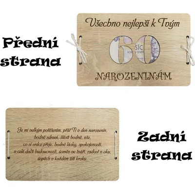 Dřevěná dárková obálka k narozeninám – zadejte věk oslavence