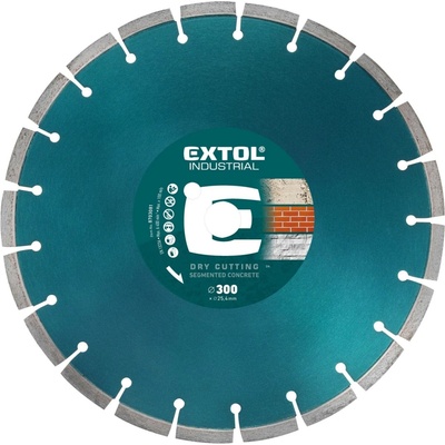 Kotouč diamantový Extol 8703081 řezný segmentový na BETON, 300x25,4mm, suché i mokré řezání