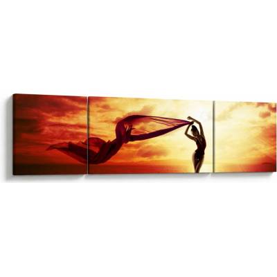 Obraz - Silueta ženy v západu slunce, třídílný 170x50 cm – Hledejceny.cz