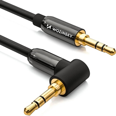 Wozinsky Ъглов AUX кабел Wozinsky, 3.5mm мини жак, 1.5m, черен (WACSAB-1M)