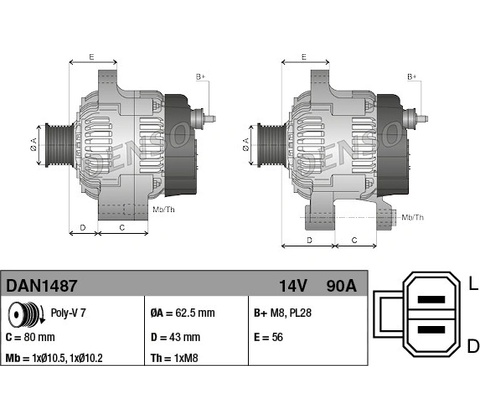 Alternátor DENSO DAN1487