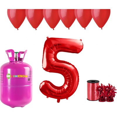 HeliumKing Helium párty set na 5. narozeniny s červenými balónky