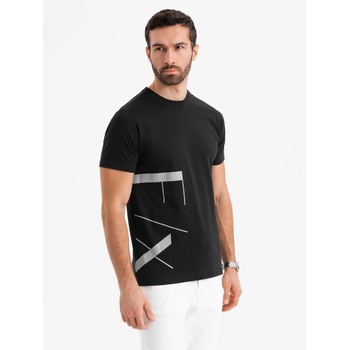 Ombre Clothing Мъжка тениска от памучен жарсе с голям страничен надпис Ombre Clothing Ombre Clothing | Cheren | МЪЖЕ | S