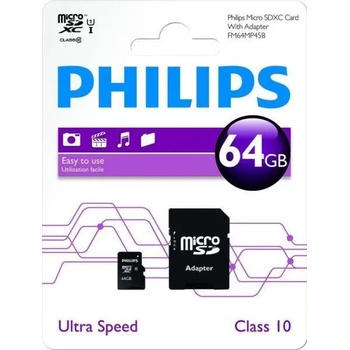 Image 1 of Philips microSDXC 64GB C10/UHS-I FM64MP45B