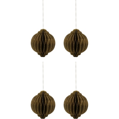 House Doctor Papírové vánoční ozdoby Alsta Brown Ø 8 cm set 4 ks, hnědá barva, papír