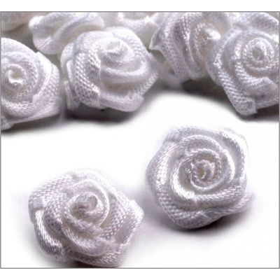 Saténové mini růžičky 20 mm LUX - bílé – Zboží Dáma