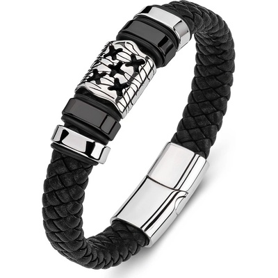 Daniel Dawson pánský náramek Enrico Black kůže chirurgická ocel NR-P179-02-PH0010C/22 černá 22 cm