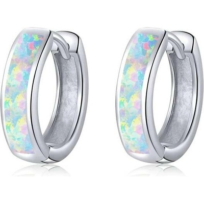 P&J Jewellery stříbrné náušnice duhové kruhy opál SE26