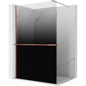 Mexen Kioto+ душ преграда с рафт Walk-in 70 x 200 см, омбре черно 8 мм, розово злато (800-070-121-60-76)