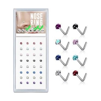 Šperky4U sada 40ti piercingů do nosu zirkon N0000-34