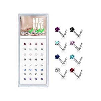 Šperky4U sada 40ti piercingů do nosu zirkon N0000-34