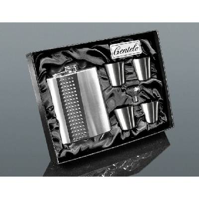Súprava METAL ploskačka 240 ml + 4 ks štamperlíkov 30 ml