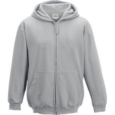 Just Hoods Dětská zipová mikina s dvojitou kapucí a česaným fleecem zevnitř šedá melír 3/4 (XS) JH050K