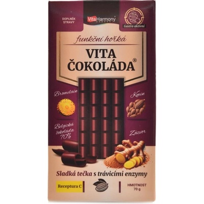 VitaHarmony VitaČokoláda funkční hořká receptura C bromelain kmín zázvor 70 g