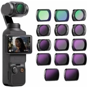 NEEWER 14 magnetic filter set compatible with DJI Osmo Pocket 3 / Pocket 4 / Xtra Muse, CPL ND (8/16/32/64/128/256/1000) ND8/PL ND16/PL ND32/PL ND64/PL LPR Black Diffusion 1/4 - 10103578