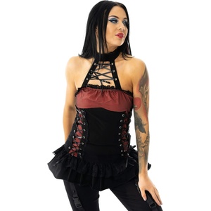 Poizen industries Дамски потник (топ) poizen industries - rosabel - black/red - t-rsbel-br