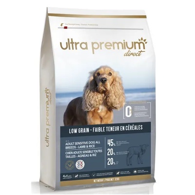 Ultra Premium Direct Adult sensitive all breeds lamb rice - суха храна за пораснали чувствителни кучета, агнешко с ориз, с ниско съдържание на зърно, 45% месо и месни съставки, 12 кг, Франция LG1208