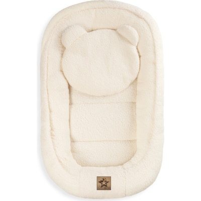 Baby Nellys Oboustranné hnízdečko s polštářkem Teddy Boucle krémové