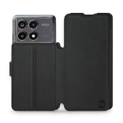 Flipové pouzdro Mobiwear Semiš - Xiaomi Poco X6 Pro 5G - Černé (Knížkové semišové flip pouzdro, obal, kryt na mobil Xiaomi Poco X6 Pro 5G - Černé, materiál semiš + TPU, ochrana 360°, stojánek, silikon