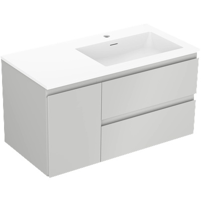 Mexen Orio шкаф за баня 90 см с мивка Otis дясно, 2S, 1D, сиво мат/бяло мат (91A13-09047-3-BBFFF62-W18P01)