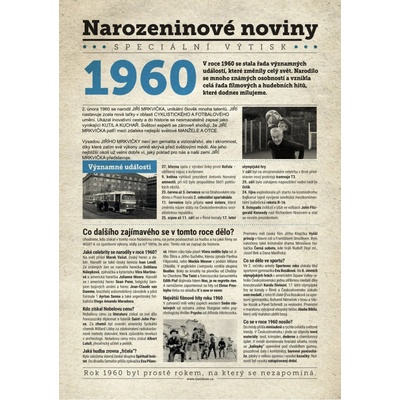 Narozeninové noviny 1960 s vlastním textem a fotografií S textem