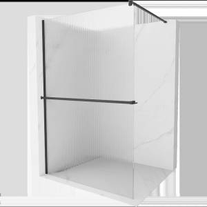 Mexen Kioto+ душ панел с рафт Walk-in 120 x 200 cm, ивици, черен - 800-120-121-70-09 (800-120-121-70-09)