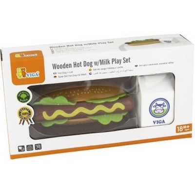 Viga dřevěná sada hotdog a mléko – Zboží Dáma